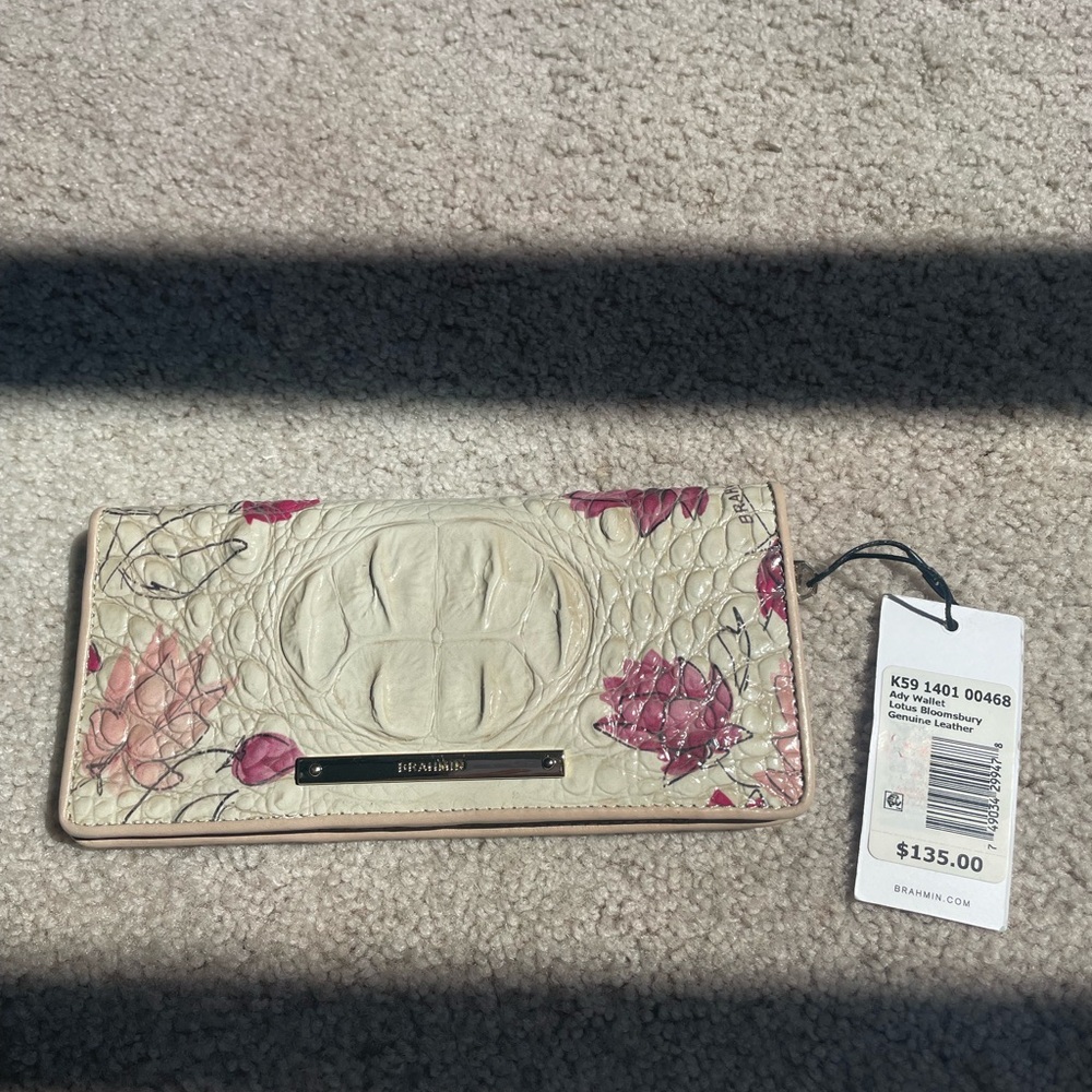 Brahmin Cream and Pink Floral Wallet